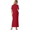 imageGRECERELLE Women Summer Casual 2 Piece Sets CrewNeck WrinkleFree Top amp Elastic Waist Maxi Front Slit Skirt with PocketsWine Red