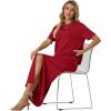 imageGRECERELLE Women Summer Casual 2 Piece Sets CrewNeck WrinkleFree Top amp Elastic Waist Maxi Front Slit Skirt with PocketsWine Red