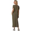 imageGRECERELLE Women Summer Casual 2 Piece Sets VNeck WrinkleFree Top amp Elastic Waist Midi Side Slit Skirt with PocketsArmy Green