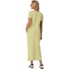 imageGRECERELLE Women Summer Casual 2 Piece Sets VNeck WrinkleFree Top amp Elastic Waist Midi Side Slit Skirt with PocketsButter Yellow