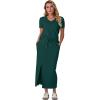 imageGRECERELLE Women Summer Casual 2 Piece Sets VNeck WrinkleFree Top amp Elastic Waist Midi Side Slit Skirt with PocketsDark Green