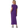 imageGRECERELLE Women Summer Casual 2 Piece Sets VNeck WrinkleFree Top amp Elastic Waist Midi Side Slit Skirt with PocketsDark Purple