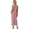imageGRECERELLE Women Summer Casual 2 Piece Sets VNeck WrinkleFree Top amp Elastic Waist Midi Side Slit Skirt with PocketsDeep Pink