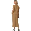 imageGRECERELLE Women Summer Casual 2 Piece Sets VNeck WrinkleFree Top amp Elastic Waist Midi Side Slit Skirt with PocketsGinger