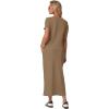 imageGRECERELLE Women Summer Casual 2 Piece Sets VNeck WrinkleFree Top amp Elastic Waist Midi Side Slit Skirt with PocketsLight Coffee