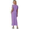 imageGRECERELLE Women Summer Casual 2 Piece Sets VNeck WrinkleFree Top amp Elastic Waist Midi Side Slit Skirt with PocketsLilac