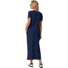 imageGRECERELLE Women Summer Casual 2 Piece Sets VNeck WrinkleFree Top amp Elastic Waist Midi Side Slit Skirt with PocketsNavy Blue