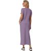imageGRECERELLE Women Summer Casual 2 Piece Sets VNeck WrinkleFree Top amp Elastic Waist Midi Side Slit Skirt with PocketsPurple