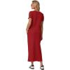 imageGRECERELLE Women Summer Casual 2 Piece Sets VNeck WrinkleFree Top amp Elastic Waist Midi Side Slit Skirt with PocketsRed