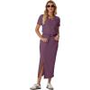 imageGRECERELLE Women Summer Casual 2 Piece Sets VNeck WrinkleFree Top amp Elastic Waist Midi Side Slit Skirt with PocketsRosewood