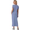 imageGRECERELLE Women Summer Casual 2 Piece Sets VNeck WrinkleFree Top amp Elastic Waist Midi Side Slit Skirt with PocketsSky Blue