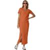 imageGRECERELLE Women Summer Casual 2 Piece Sets VNeck WrinkleFree Top amp Elastic Waist Midi Side Slit Skirt with PocketsTan