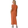 imageGRECERELLE Women Summer Casual 2 Piece Sets VNeck WrinkleFree Top amp Elastic Waist Midi Side Slit Skirt with PocketsTan