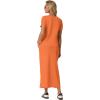 imageGRECERELLE Women Summer Casual 2 Piece Sets VNeck WrinkleFree Top amp Elastic Waist Midi Side Slit Skirt with PocketsVibrant Orange