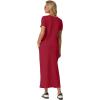 imageGRECERELLE Women Summer Casual 2 Piece Sets VNeck WrinkleFree Top amp Elastic Waist Midi Side Slit Skirt with PocketsWine Red
