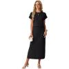 imageGRECERELLE Women Summer Casual WrinkleFree 2 Piece Sets Round Neck Top amp Elastic Waist Maxi Side Slit Skirt with PocketsBlack