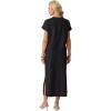 imageGRECERELLE Women Summer Casual WrinkleFree 2 Piece Sets Round Neck Top amp Elastic Waist Maxi Side Slit Skirt with PocketsBlack
