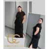 imageGRECERELLE Women Summer Casual WrinkleFree 2 Piece Sets Round Neck Top amp Elastic Waist Maxi Side Slit Skirt with PocketsBlack