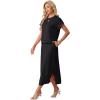 imageGRECERELLE Women Summer Casual WrinkleFree 2 Piece Sets Round Neck Top amp Elastic Waist Maxi Side Slit Skirt with PocketsBlack