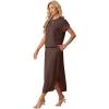 imageGRECERELLE Women Summer Casual WrinkleFree 2 Piece Sets Round Neck Top amp Elastic Waist Maxi Side Slit Skirt with PocketsDark Coffee