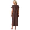 imageGRECERELLE Women Summer Casual WrinkleFree 2 Piece Sets Round Neck Top amp Elastic Waist Maxi Side Slit Skirt with PocketsDark Coffee