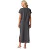imageGRECERELLE Women Summer Casual WrinkleFree 2 Piece Sets Round Neck Top amp Elastic Waist Maxi Side Slit Skirt with PocketsDark Gray