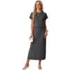 imageGRECERELLE Women Summer Casual WrinkleFree 2 Piece Sets Round Neck Top amp Elastic Waist Maxi Side Slit Skirt with PocketsDark Gray
