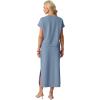 imageGRECERELLE Women Summer Casual WrinkleFree 2 Piece Sets Round Neck Top amp Elastic Waist Maxi Side Slit Skirt with PocketsDenim Blue