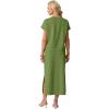 imageGRECERELLE Women Summer Casual WrinkleFree 2 Piece Sets Round Neck Top amp Elastic Waist Maxi Side Slit Skirt with PocketsDill Green