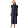 imageGRECERELLE Women Summer Casual WrinkleFree 2 Piece Sets Round Neck Top amp Elastic Waist Maxi Side Slit Skirt with PocketsNavy Blue