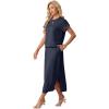 imageGRECERELLE Women Summer Casual WrinkleFree 2 Piece Sets Round Neck Top amp Elastic Waist Maxi Side Slit Skirt with PocketsNavy Blue