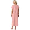 imageGRECERELLE Women Summer Casual WrinkleFree 2 Piece Sets Round Neck Top amp Elastic Waist Maxi Side Slit Skirt with PocketsPink