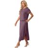 imageGRECERELLE Women Summer Casual WrinkleFree 2 Piece Sets Round Neck Top amp Elastic Waist Maxi Side Slit Skirt with PocketsRosewood