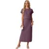 imageGRECERELLE Women Summer Casual WrinkleFree 2 Piece Sets Round Neck Top amp Elastic Waist Maxi Side Slit Skirt with PocketsRosewood