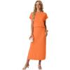 imageGRECERELLE Women Summer Casual WrinkleFree 2 Piece Sets Round Neck Top amp Elastic Waist Maxi Side Slit Skirt with PocketsVibrant Orange