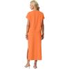 imageGRECERELLE Women Summer Casual WrinkleFree 2 Piece Sets Round Neck Top amp Elastic Waist Maxi Side Slit Skirt with PocketsVibrant Orange