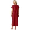 imageGRECERELLE Women Summer Casual WrinkleFree 2 Piece Sets Round Neck Top amp Elastic Waist Maxi Side Slit Skirt with PocketsWine Red
