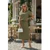 imageGRECERELLE Womens 2 Piece Casual Summer Set Half Zip Short Sleeve Top amp Back Slit Maxi Skirt with Pockets For VacationArmy Green