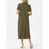 imageGRECERELLE Womens 2 Piece Casual Summer Set Half Zip Short Sleeve Top amp Back Slit Maxi Skirt with Pockets For VacationArmy Green