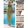 imageGRECERELLE Womens 2 Piece Casual Summer Set Half Zip Short Sleeve Top amp Back Slit Maxi Skirt with Pockets For VacationAvocado Green