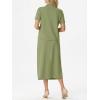 imageGRECERELLE Womens 2 Piece Casual Summer Set Half Zip Short Sleeve Top amp Back Slit Maxi Skirt with Pockets For VacationAvocado Green