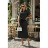imageGRECERELLE Womens 2 Piece Casual Summer Set Half Zip Short Sleeve Top amp Back Slit Maxi Skirt with Pockets For VacationBlack