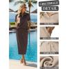 imageGRECERELLE Womens 2 Piece Casual Summer Set Half Zip Short Sleeve Top amp Back Slit Maxi Skirt with Pockets For VacationDark Coffee