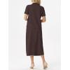 imageGRECERELLE Womens 2 Piece Casual Summer Set Half Zip Short Sleeve Top amp Back Slit Maxi Skirt with Pockets For VacationDark Coffee
