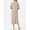 imageGRECERELLE Womens 2 Piece Casual Summer Set Half Zip Short Sleeve Top amp Back Slit Maxi Skirt with Pockets For VacationOatmeal