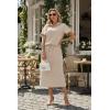 imageGRECERELLE Womens 2 Piece Casual Summer Set Half Zip Short Sleeve Top amp Back Slit Maxi Skirt with Pockets For VacationOatmeal