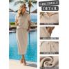 imageGRECERELLE Womens 2 Piece Casual Summer Set Half Zip Short Sleeve Top amp Back Slit Maxi Skirt with Pockets For VacationOatmeal