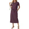 imageGRECERELLE Womens 2 Piece Casual Summer Set Half Zip Short Sleeve Top amp Back Slit Maxi Skirt with Pockets For VacationRosewood