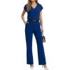 imageGRECERELLE 2026 Womens Spring amp Summer Casual 2 Piece Set  VNeck Top amp WrinkleFree Pants With PocketsRoyal Blue