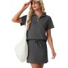 imageGRECERELLE Womens Summer 2 Piece Skort Set Half Zip Short Sleeve Top amp Pocketed Tennis Skirt For Sports amp VacationsDark Gray